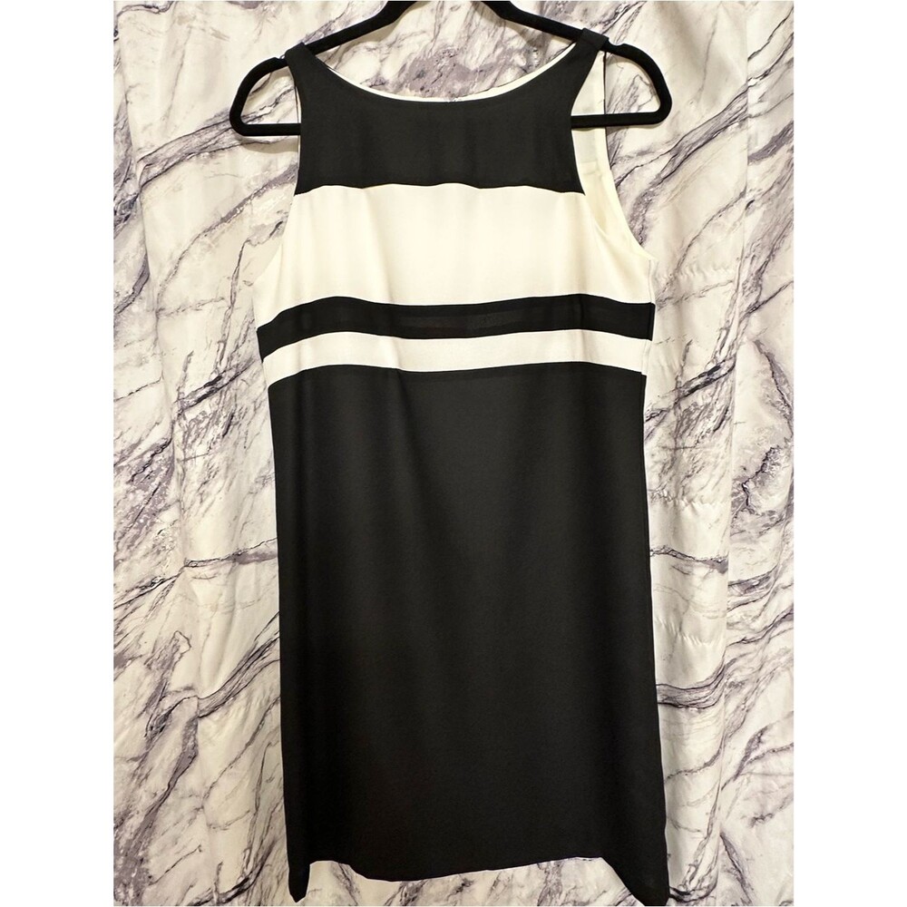 Black and White Sleeveless Sheath Dress